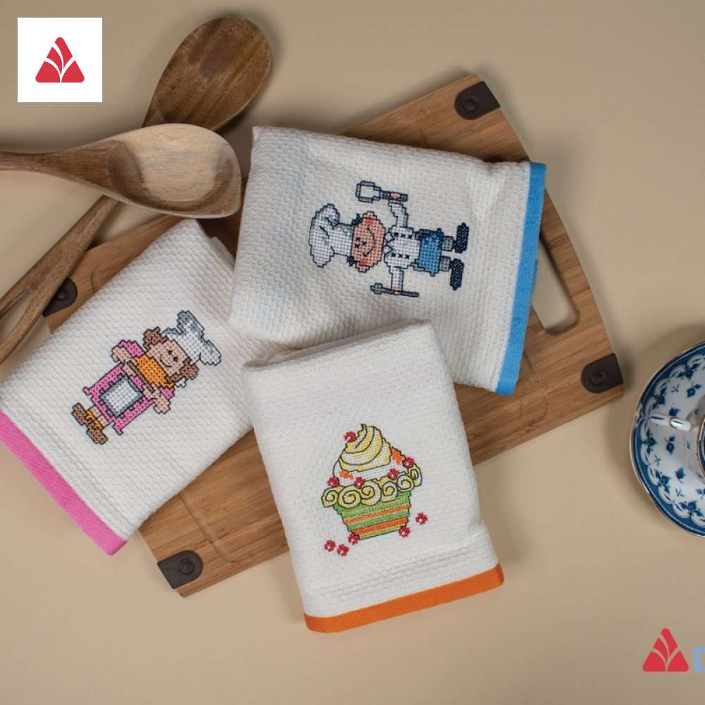 Kuhinjska krpa štampa SET3/1 krem v1